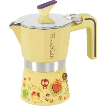 Pedrini Frida Kahlo Edition Moka kafijas kanna, 2 tasītes, dzeltena