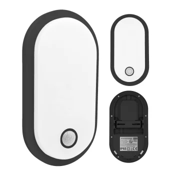 LED lampa ar PIR kustības sensoru Maclean MCE534 B, 10W/15W/18W, IP65, melna
