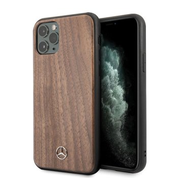 Чехол Mercedes для iPhone 11 Pro Max Wood Line Walnut, светло-коричневый