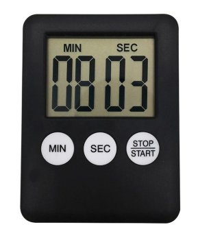 Magnetic Digital Kitchen Timer with Large LCD Display, Black