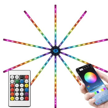 RGB LED Firework Lamp with App and Remote Control, Self-Adhesive Wall Light, USB