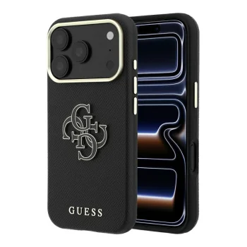 Чехол Guess Grained & Big Resin Logo для iPhone 18 Pro Max / 17 Pro Max, черный