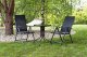 Multigarden SC-072 apaļš dārza galds 80 cm ar stikla virsmu un saulessarga atveri, melns