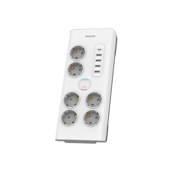 Philips SPN7060WA/58 pārsprieguma aizsardzības pagarinātājs 6 ligzdas + 5xUSB 2m balts