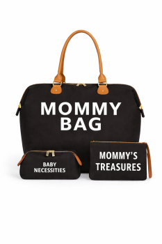 Mommy Bag 3in1 māmiņu soma ar organizatoru un kosmētikas maciņu, melna