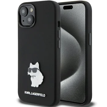 Чехол Karl Lagerfeld для iPhone 15 Plus Silicone Metal Pin, черный