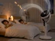 Regulējams grīdas ventilators ar LED displeju, pulti un oscilāciju, Balts/Melns