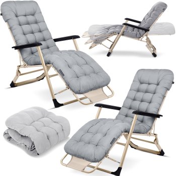 Sofotel Chillwell Folding Garden Lounger with Cushion, Set of 2, Light Grey