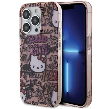 Чехол Hello Kitty для iPhone 13 / 13 Pro IML Tags Graffiti, розовый