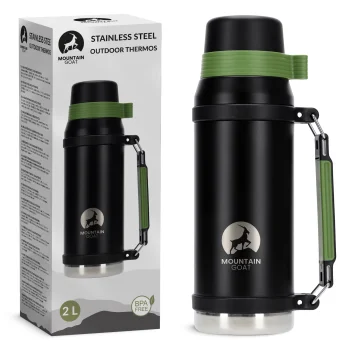 MOUNTAIN GOAT Stainless Steel Vacuum Flask 2L, Black/Green