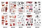 Reālistiskas, mazgājamas tetovējumi Hellovīnam | Tattoos Halloween Fake Realistic Washable Temporary Disguise Blood