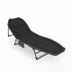 Folding garden sun lounger bed with adjustable backrest, black