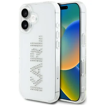 Karl Lagerfeld IML Rhinestones Logo vāciņš iPhone 16, Caurspīdīgs