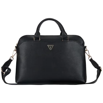 Guess Grained Zipper Pocket Triangle Logo 15" klēpjdatora soma - melna | Laptop Bag Black