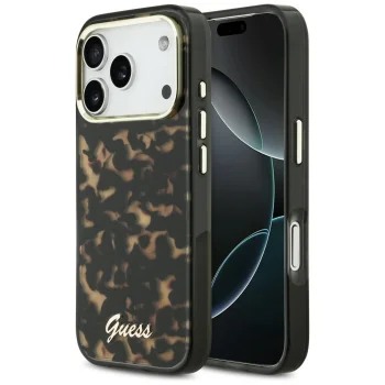 Guess IML Script Metal MagSafe magnētiskais vāciņš iPhone 17 Pro – melns un brūns | Phone Case Cover