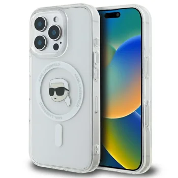 Karl Lagerfeld iPhone 16 Pro vāciņš IML Metal Karl Head MagSafe, balts