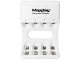 Maxday 704A2 AA/AAA akumulatoru lādētājs ar USB-C, 4 sloti, balts