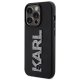 Karl Lagerfeld iPhone 15 Pro Max vāciņš 3D Rubber Glitter Logo, melns