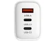 65W USB C Wall Charger with 3 Ports USB-A USB-C, Fast Power Adapter, white