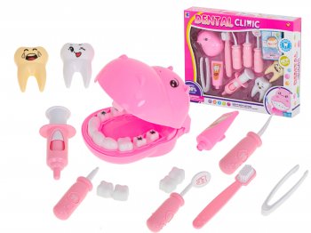 Zobārsta komplekts bērniem nīlzirga formā, rozā