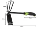 Garden Hoe & Rake 2-in-1, 30cm, Black/Green