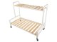 Two-Tier Wooden Plant Stand on Wheels, White / Natural Wood