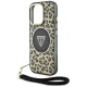 Guess HC IML Leopard Triangle Cord Strap MagSafe чехол для iPhone 16 Pro Max - коричневый