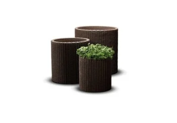 Puķu podu komplekts Keter Cylinder Planters S+M+L (3 gab.), brūns