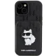 Apple iPhone 15 6.1\" Karl Lagerfeld Saffiano Cardslots and Stand Monogram Choupette Case Cover, Black | Чехол...