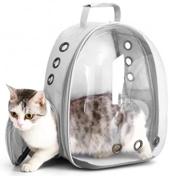 Dzīvnieku Ceļošanas Mugursoma Koferis, 25x30x40cm, Pelēks | Pet Cat Dog Travel Backpack