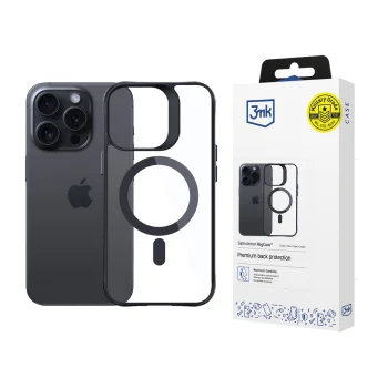 3mk iPhone 14 Pro Max Case Satin Armor MagCase, Clear with Black Frame