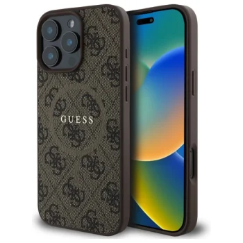 Guess iPhone 16 Pro Max vāciņš 4G Ring Classic Logo MagSafe, brūns