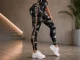 Women\'s Push Up Fitness Leggings High Waist S/M, Marble Pattern