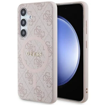 Guess 4G Collection Leather Metal Logo MagSafe Case for Samsung Galaxy S24, Pink