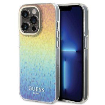 Guess iPhone 14 Pro vāciņš IML Faceted Mirror Disco Iridescent, daudzkrāsains