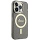 Guess iPhone 14 Pro vāciņš Glitter Gold MagSafe, melns