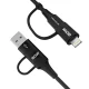 Wozinsky WNBAA 4-in-1 USB-C / USB-A / Lightning kabelis, 60W, 1m, melns