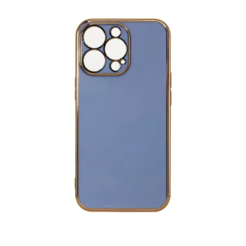 Vāciņš iPhone 12 Pro Max Lighting Color Case, TPU, zils ar zelta rāmi