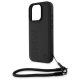 BMW iPhone 16 Pro Max vāciņš Signature Leather Wordmark Cord, melns
