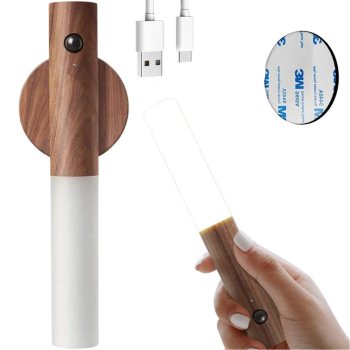 Magnetic LED Motion Sensor Wall Light, Rechargeable, Warm White, Dark Brown