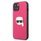 Karl Lagerfeld iPhone 13 mini vāciņš Leather Ikonik Karl\'s Head, rozā