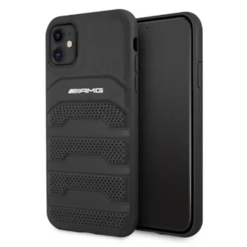 Mercedes iPhone 11 чехол Leather Debossed Lines, черный