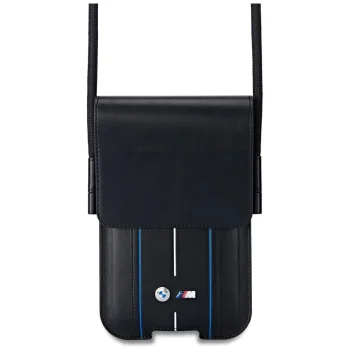BMW tālruņa maciņš ar zilām svītrām - melns | Phone Pouch Blue Stripes Bag Black