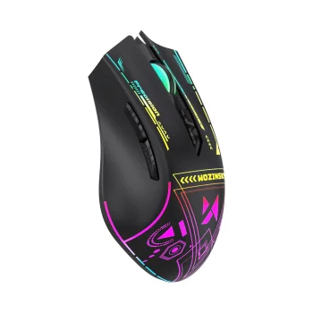 Wozinsky WMGB-3200 bezvadu optiskā spēļu pele ar RGB apgaismojumu, melna