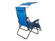 Dārza Pludmales Guļamkrēsls Atpūtas Saliekams Krēsls ar Saulessargu un Paliktni, Zils | Garden Beach Deck Chair...