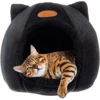 Purlov 00021947 Plush Cat House with Ears, Black
