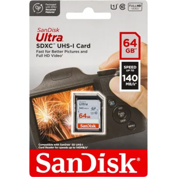 SanDisk Ultra SDXC UHS-I Memory Card 64GB 140MB/s SDSDUNB-064G-GN6IN