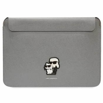 Чехол для ноутбука 16" Karl Lagerfeld Saffiano Karl & Choupette, серебристый