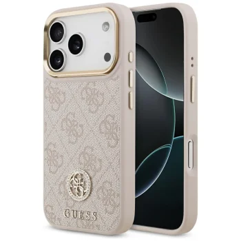 Guess iPhone 17 Pro vāciņš 4G Strass Logo MagSafe, rozā
