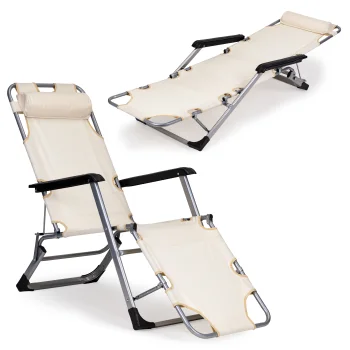 MultiGarden 2-in-1 Saliekams dārza zvilnis un krēsls, Bēšs
